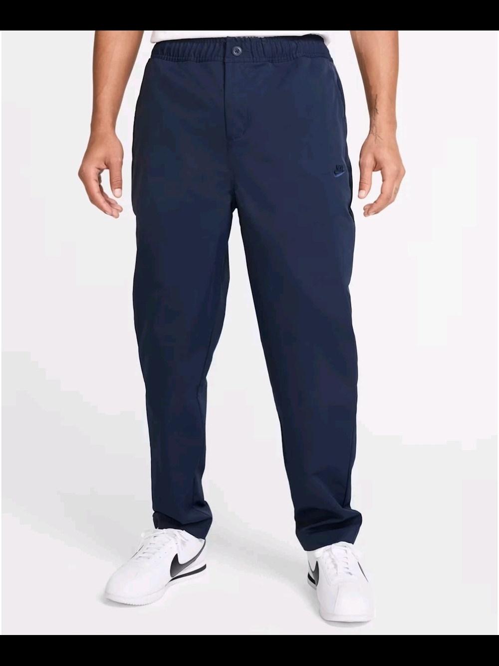 Nike Men's Navy Blue Woven Tapered Leg Casual Elastic-Waist Pants, XL